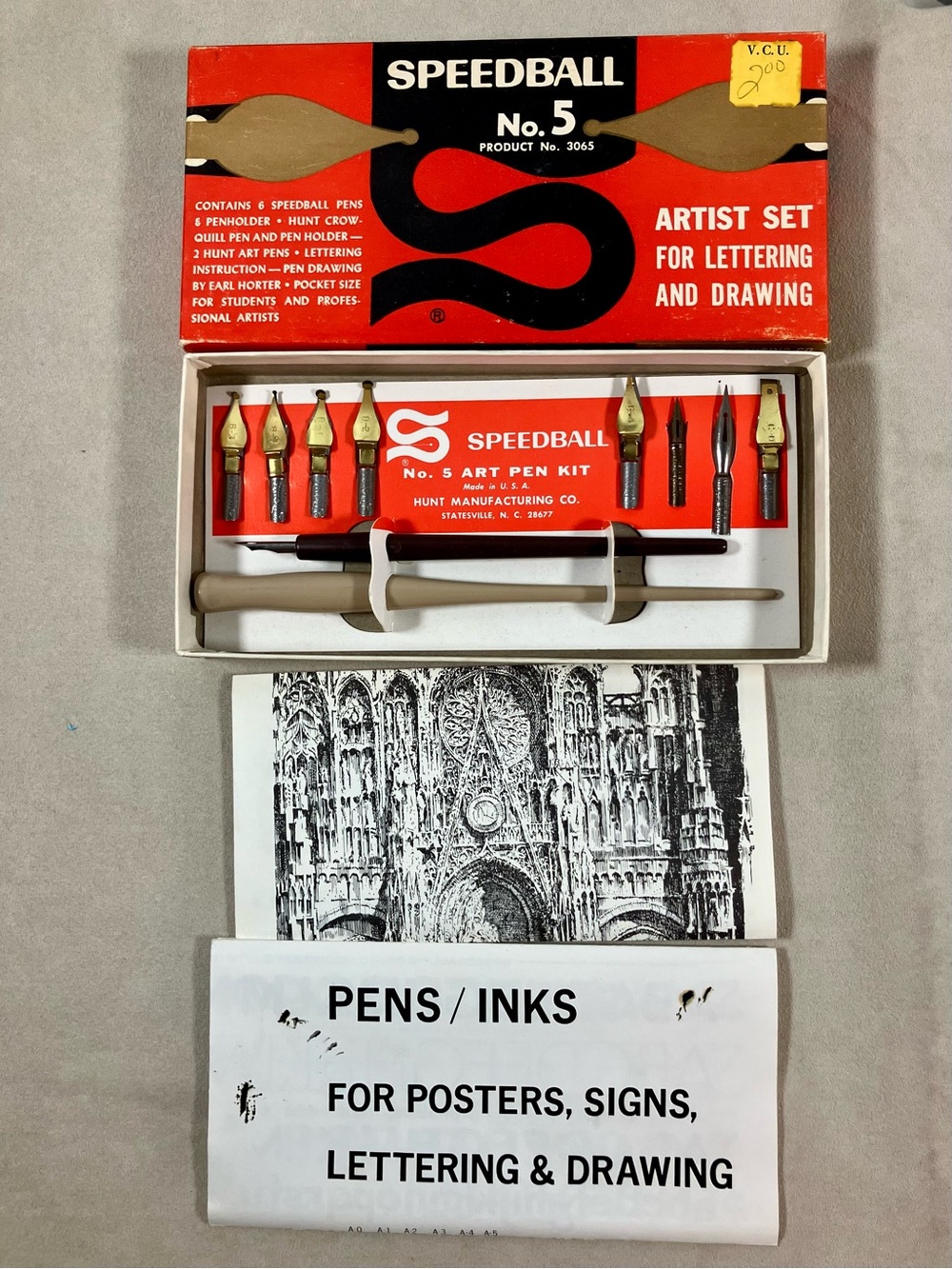 VINTAGE SPEEDBALL NO.5 ARTIST DRAWING SET PENS TIPS WITH BOX PAPERWORK EUC